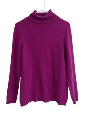 Cashmere Charter Club Fuchsia Pink Turtleneck Sweater Medium Luxury Preppy